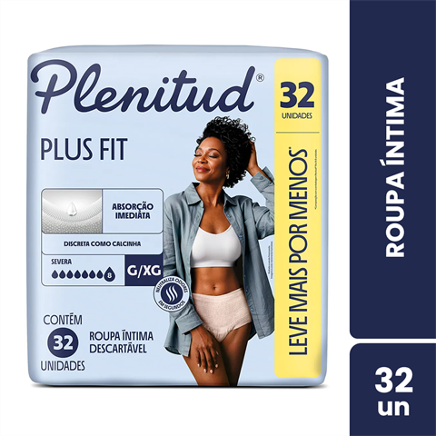 Roupa Íntima Descartável Plenitud Plus Fit G/XG Com 32 Unidades