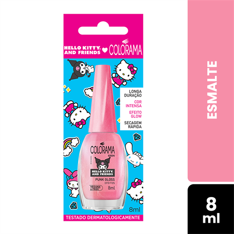 Esmalte Colorama Hello Kitty And Friends Efeitos Punk Gloss Blister Com 8ml