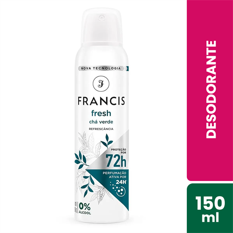 Desodorante Antitranspirante Francis Aerossol Fresh Chá Verde Com 150ml