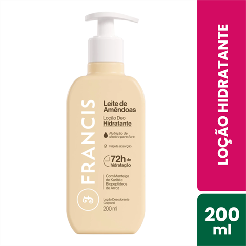 Loção Corporal Francis Deo Hidratante Leite de Amêndoas Com 200ml