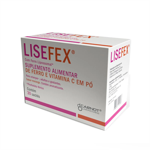 Suplemento Alimentar Em Pó Lisefex Sabor Morango C/30 Sachês