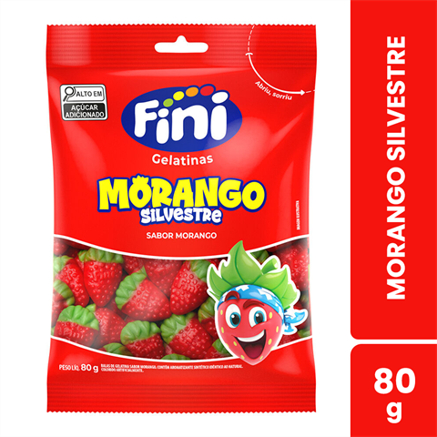 Bala De Gelatina Fini Morango Silvestre Com 80g
