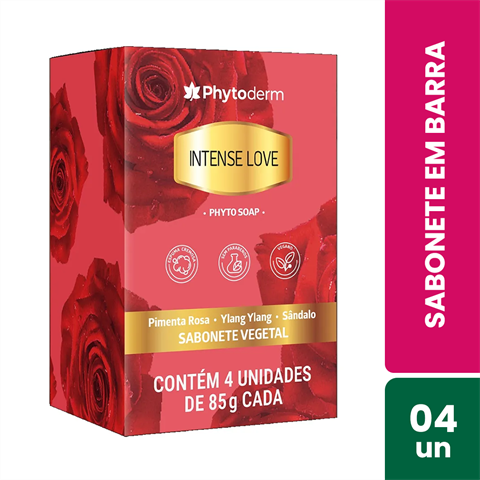 Pack Sabonete Em Barra Phytoderm Intense Love Com 4 Unidades De 85g