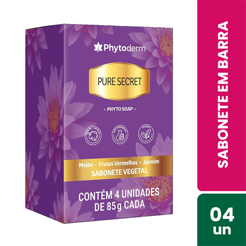 Pack Sabonete Em Barra Phytoderm Pure Secret Com 4 Unidades De 85g