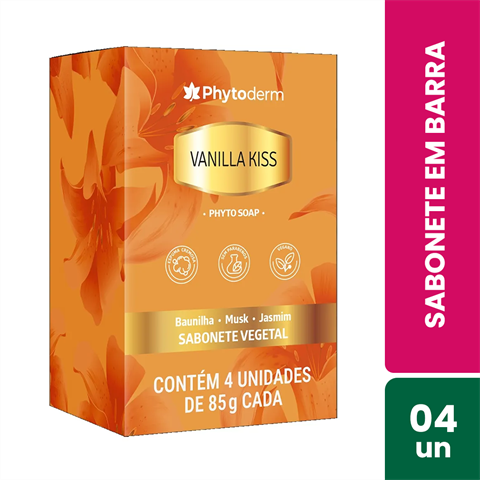 Pack Sabonete Em Barra Phytoderm Vanilla Kiss Com 4 Unidades De 85g