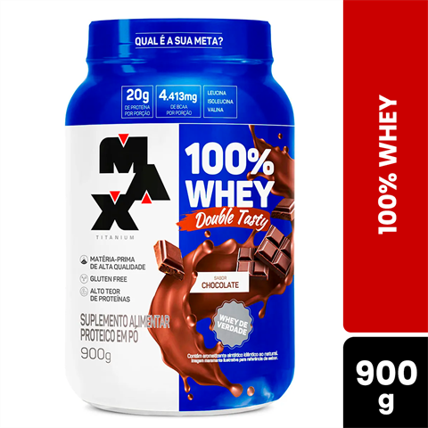 100% Whey Max Titanium Double Tasty Sabor Chocolate Com 900g