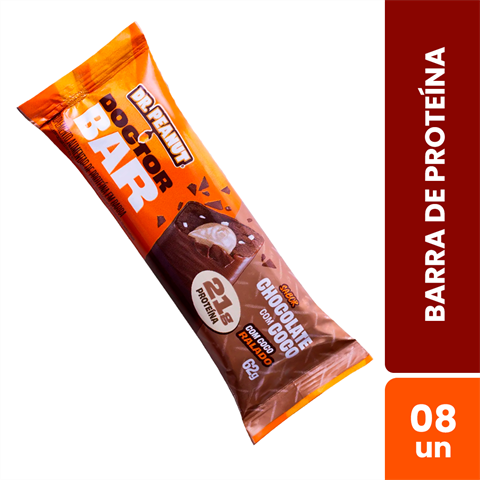 Barra De Proteína Dr. Peanut Doctor Bar Sabor Chocolate Com Coco Com 8 Unidades De 62g