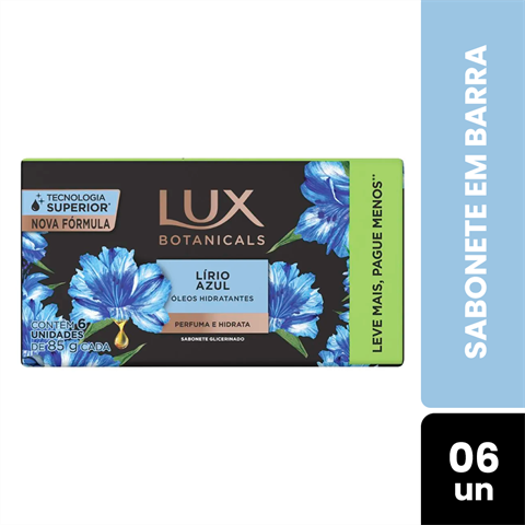 Pack Sabonete Em Barra Lux Botanicals Lírio Azul Com 6 Unidades De 85g