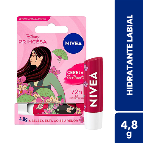 Hidratante Labial Nivea Disney Princesas Mulan Cereja Com 4,8g