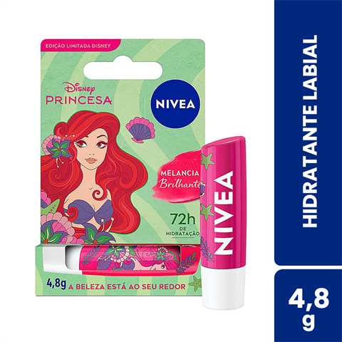 Hidratante Labial Nivea Disney Princesas Ariel Melancia Com 4,8g