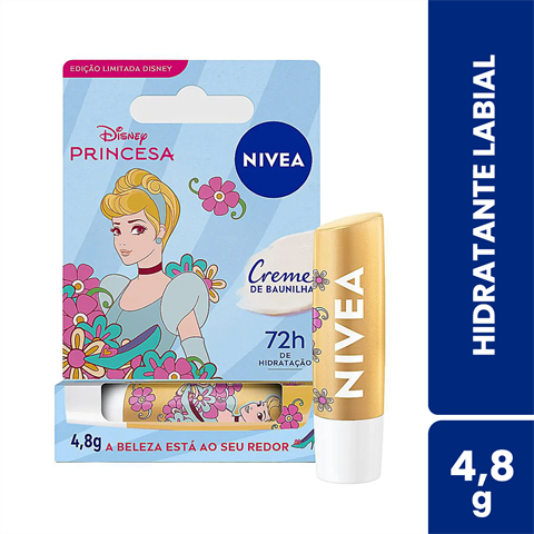 Hidratante Labial Nivea Disney Princesas Cinderela Baunilha Com 4,8g