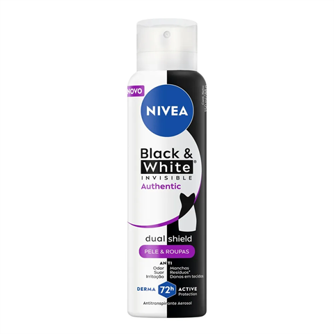 Desodorante Antitranspirante Nivea Aerossol Black & White Invisible Authentic Com 150ml