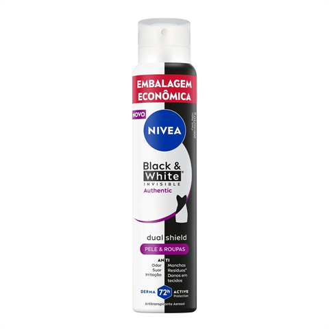 Desodorante Antitranspirante Nivea Aerossol Black & White Invisible Authentic Com 200ml