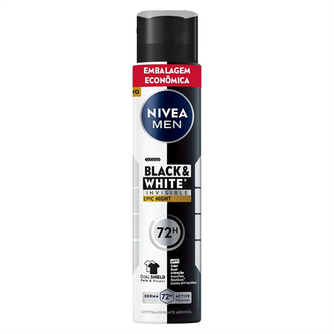 Desodorante Antitranspirante Nivea Men Aerossol Black & White Invisible Epic Night Com 200ml