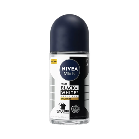 Desodorante Antitranspirante Nivea Men Roll-On Black & White Invisible Epic Night Com 50ml