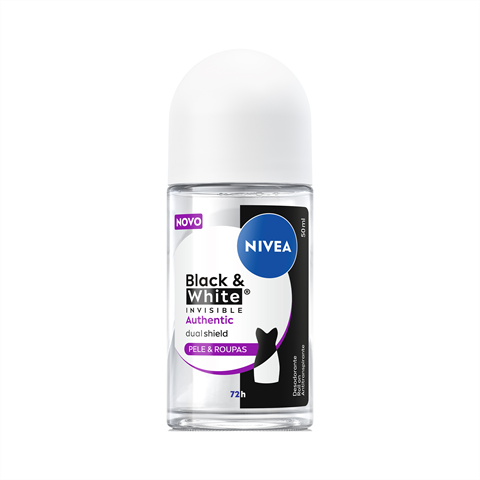 Desodorante Antitranspirante Nivea Roll-On Black & White Invisible Authentic Com 50ml