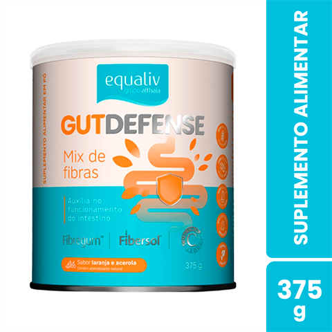 Suplemento Alimentar Em Pó Equaliv Gut Defense Sabor Laranja E Acerola Com 375g