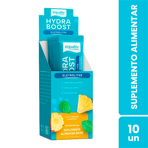 Suplemento Alimentar Em Pó Equaliv Hydra Boost Abacaxi E Hortelã Com 10 Sticks De 5,6g