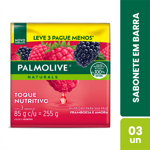 Sabonete Em Barra Palmolive Naturals Framboesa E Amora Com 3 Unidades De 85g