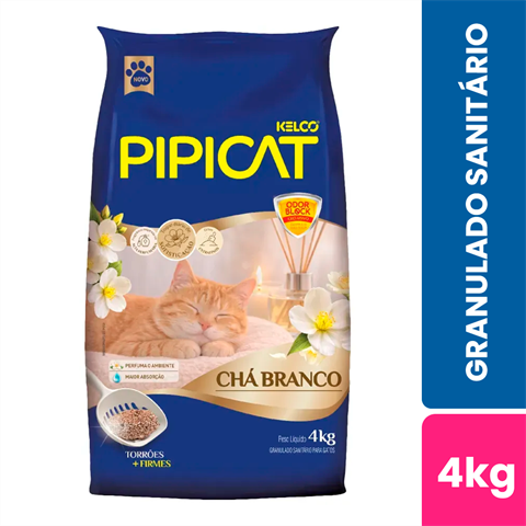 Granulado Sanitário Para Gatos Pipicat Chá Branco Com 4kg
