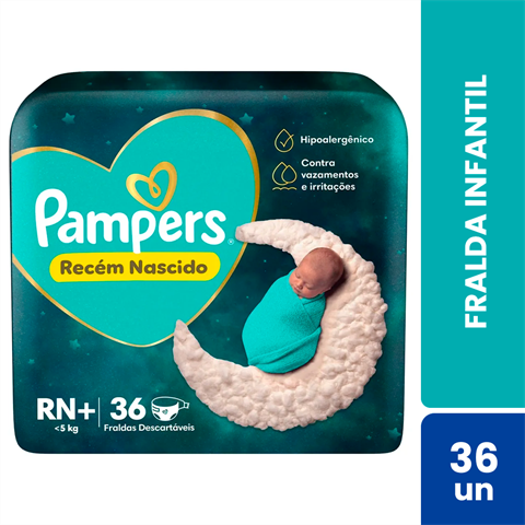 Fralda Infantil Pampers Recém Nascido Com 36 Unidades