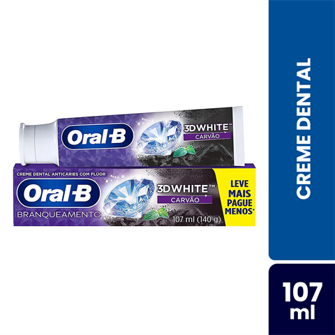 Creme Dental Oral-B 3D White Com Carvão 140g