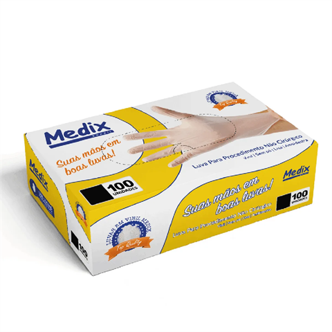 Luva De Procedimento Medix Vinil M C/100 Unidades