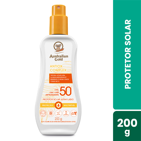 Protetor Solar Corporal Australian Gold Antiox Complex Ultrafluido FPS50 Com 200ml