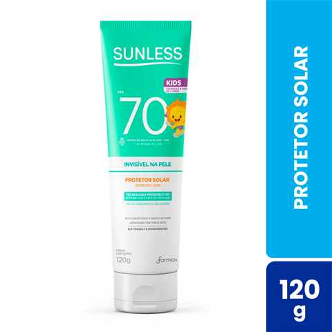 Protetor Solar Corporal Infantil Sunless Kids Invisível FPS70 Com 120g