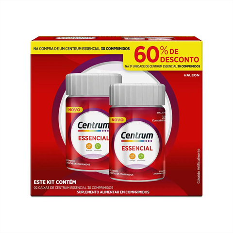 Kit Suplemento Alimentar Centrum Essencial Com 2 Unidades De 30 Comprimidos