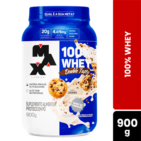 100% Whey Max Titanium Double Tasty Sabor Cookies Com 900g
