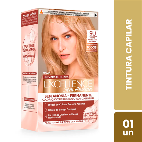 Tintura Capilar L'Oréal Paris Excellence Universal Nudes 9U Loiro Claro