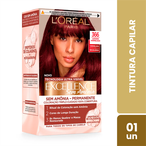 Tintura Capilar L'Oréal Paris Excellence Universal Nudes 3.66 Castanho
