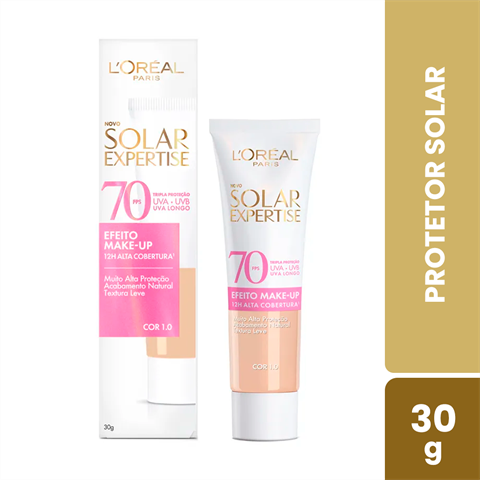 Protetor Solar L'Oréal Paris Solar Expertise Efeito Make-Up FPS70 Cor 1.0 Com 30g