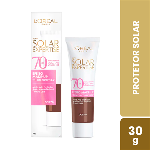 Protetor Solar L'Oréal Paris Solar Expertise Efeito Make-Up FPS70 Cor 7.0 Com 30g