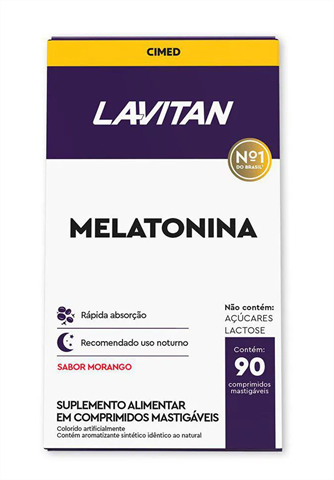 Suplemento Alimentar Lavitan Melatonina Sabor Morango Com 90 Comprimidos