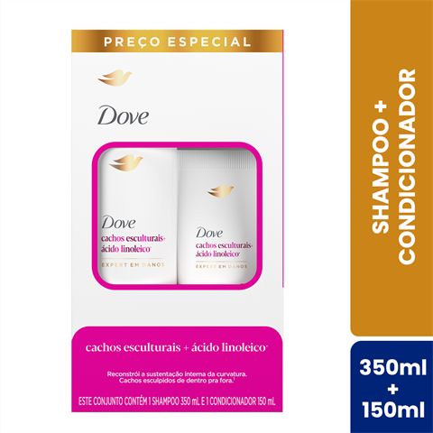 Kit Shampoo Dove Cachos Mais Ácido Linoleico 350ml Mais Condicionador 150ml