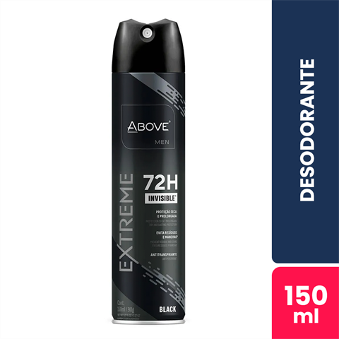 Desodorante Antitranspirante Above Aerossol Extreme Black 72h Com 150ml