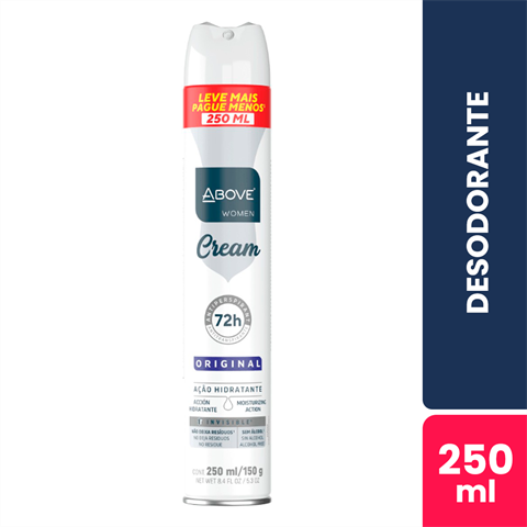 Desodorante Antitranspirante Above Maxx Aerossol Cream Original 72h Com 250ml