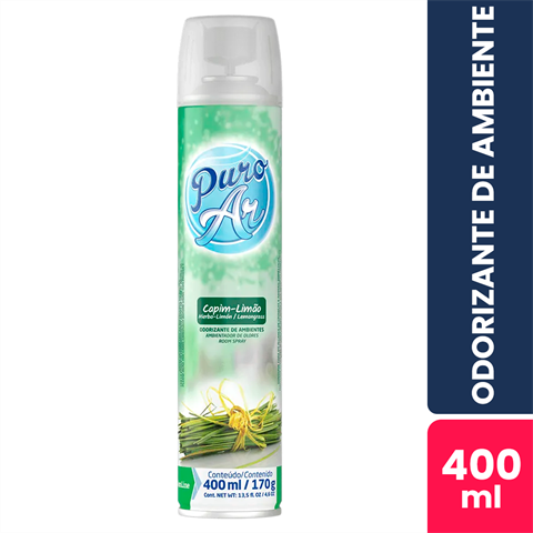 Odorizador de Ambiente Puro Ar Capim Limão Aerossol Com 400ml