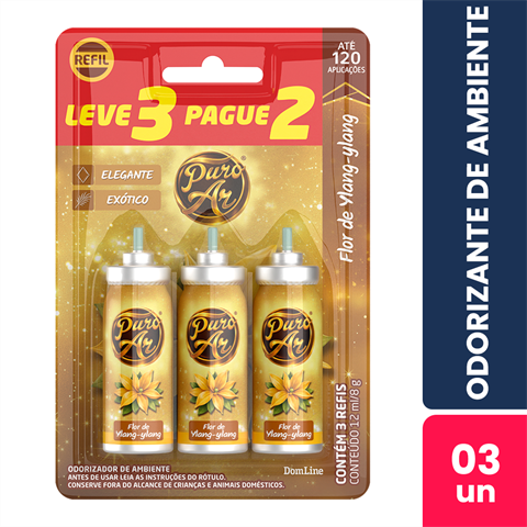 Refil Mini Aromatizador Elétrico Puro Ar Flor de Ylang Ylang Leve 3 Pague 2 Com 12ml