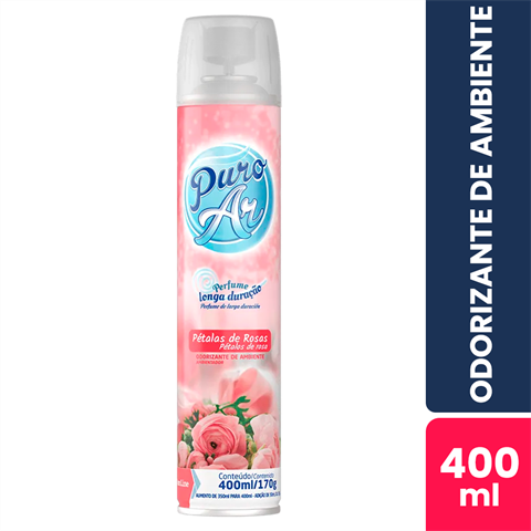 Odorizador de Ambiente Puro Ar Pétalas de Rosas Aerossol Com 400ml