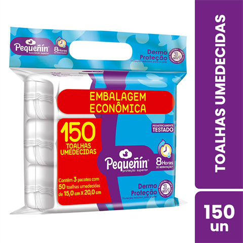 Toalhas Umedecidas Pequenin Dermo Com 150 Unidades