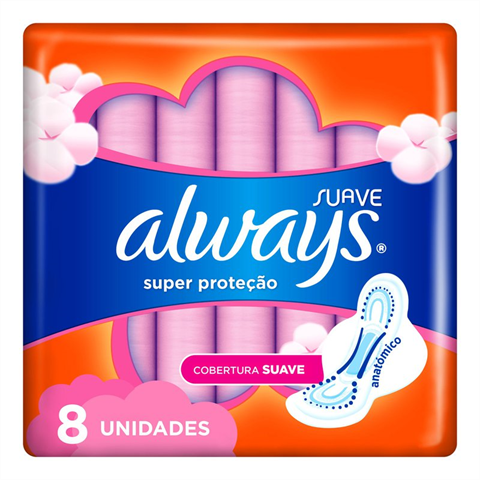 Absorvente Always Cobertura Suave P Com Abas Com 8 Unidades
