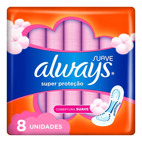 Absorvente Always Cobertura Suave P Sem Abas Com 8 Unidades