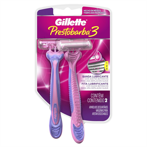Aparelho De Depilar Descartável Feminino Gillette Prestobarba3 Com 2 Unidades