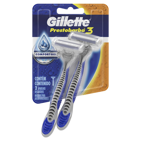 Aparelho De Barbear Descartável Gillette Prestobarba3 Com 2 Unidades