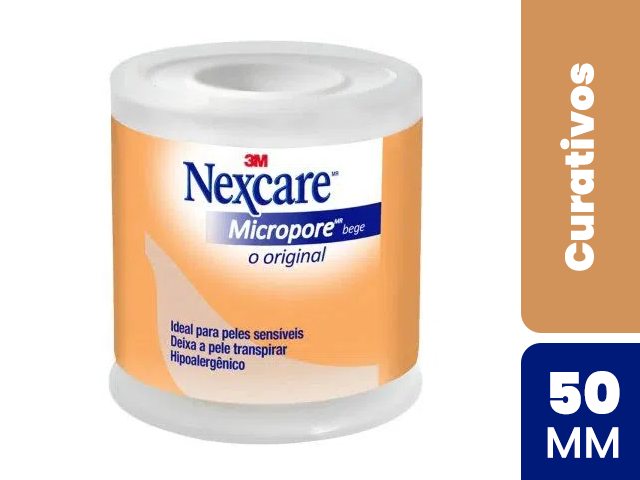 Fita Micropore Nexcare 3M Bege com 1 Rolo de 50mm x 4,5m