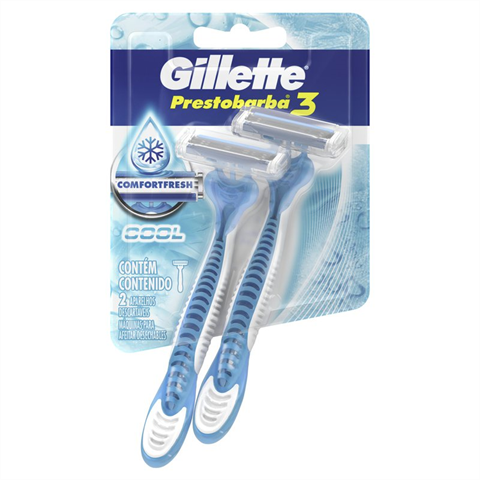Aparelho de Barbear Descartável Gillette Prestobarba3 Cool Com 2 Unidades