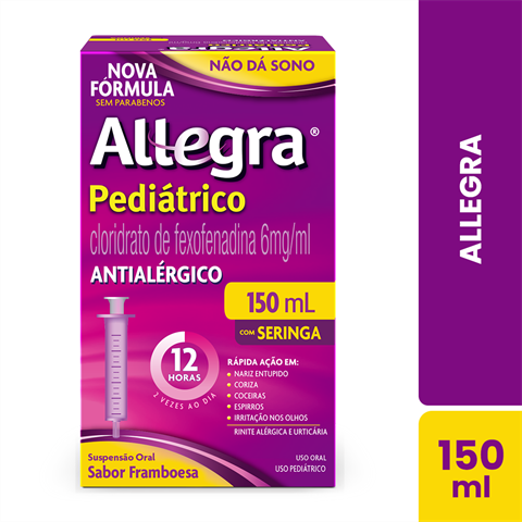 Antialérgico Infantil Allegra® Pediátrico 6mg/ml frasco 150mL com seringa